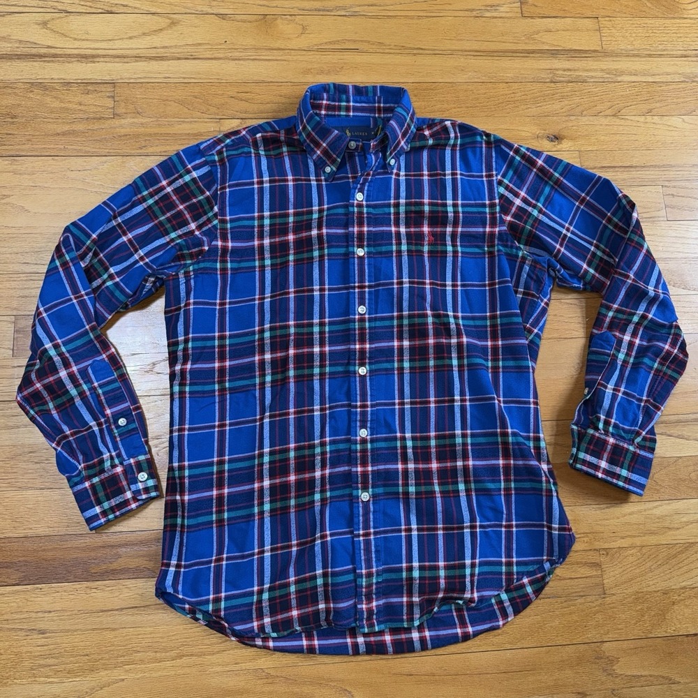 Ralph Lauren Classic Fit Performance Flannel Long Sleeve Plaid Shirt Mens M Polo